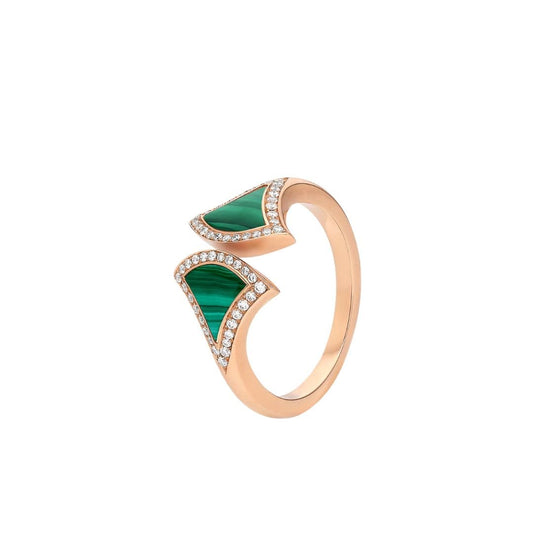 [Angela Jewellery] Offener Ring mit Traummalachit und Diamanten