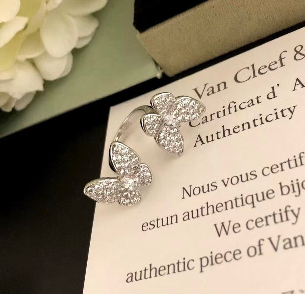 [Angela Jewellery]TWIN SILVER BUTTERFLY DIAMOND RING