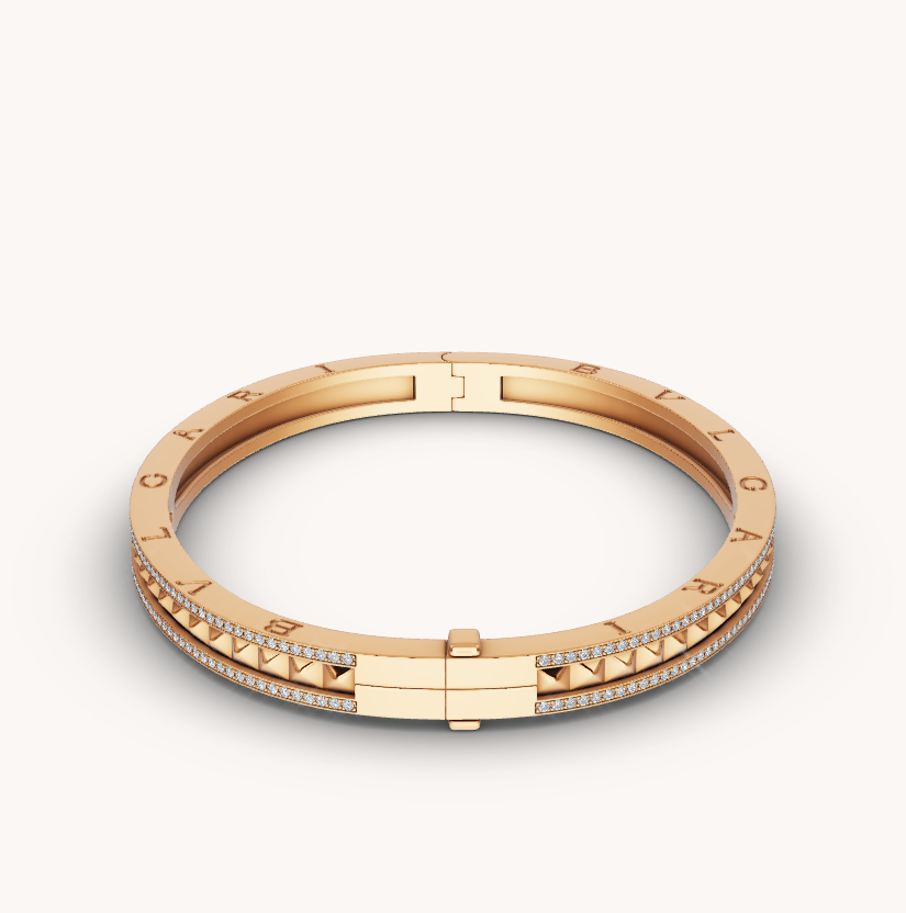 [Angela Jewellery]ZERO 1 SPIRAL AND PAVED DIAMOND GOLD BRACELET