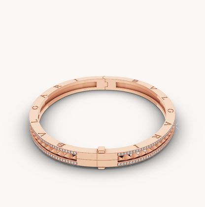 [Angela Jewellery]ZERO 1 SPIRAL AND PAVED DIAMOND PINK GOLD BRACELET