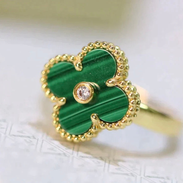 [Angela Schmuck]CLOVER MALACHIT RING GOLD DIAMANT