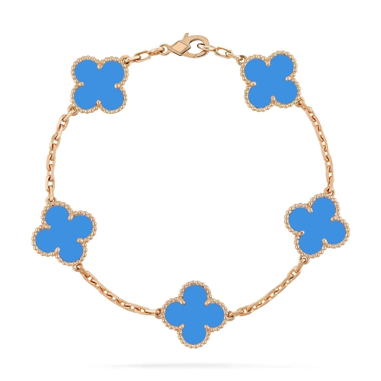 [Angela Schmuck]KLEEBLATT 5 MOTIVE BLAUER ACHAT ARMBAND
