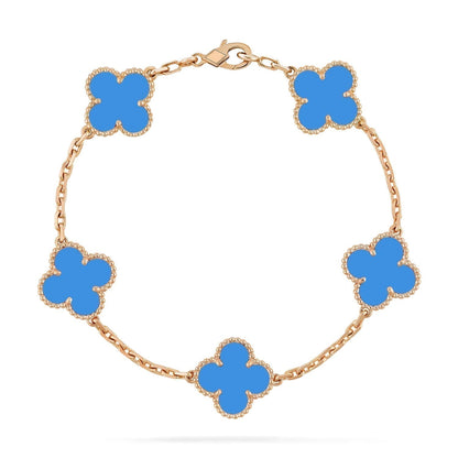 [Angela Schmuck]KLEEBLATT 5 MOTIVE BLAUER ACHAT ARMBAND