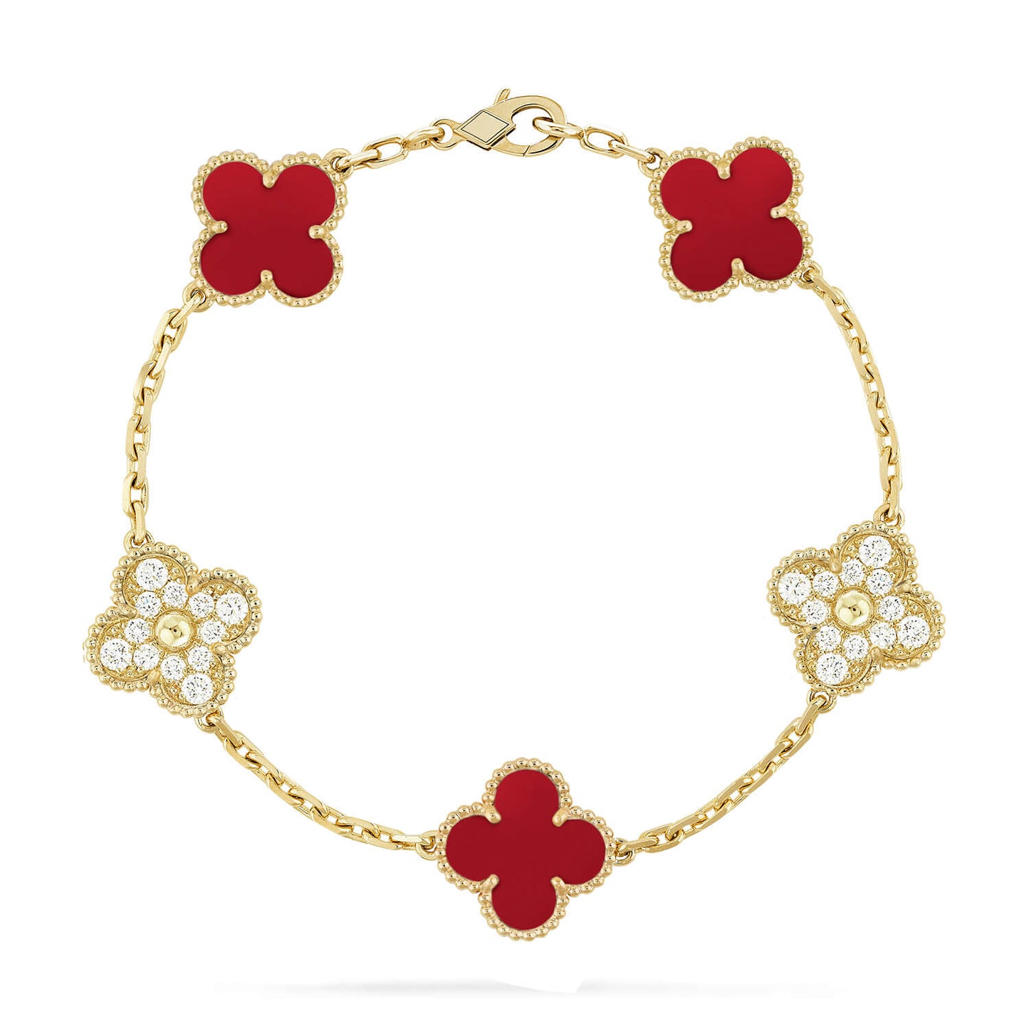 [Angela Schmuck]KLEEBLATT 5 MOTIVE KARNEOL DIAMANT ARMBAND