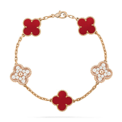 [Angela Schmuck]KLEEBLATT 5 MOTIVE KARNEOL DIAMANT ARMBAND
