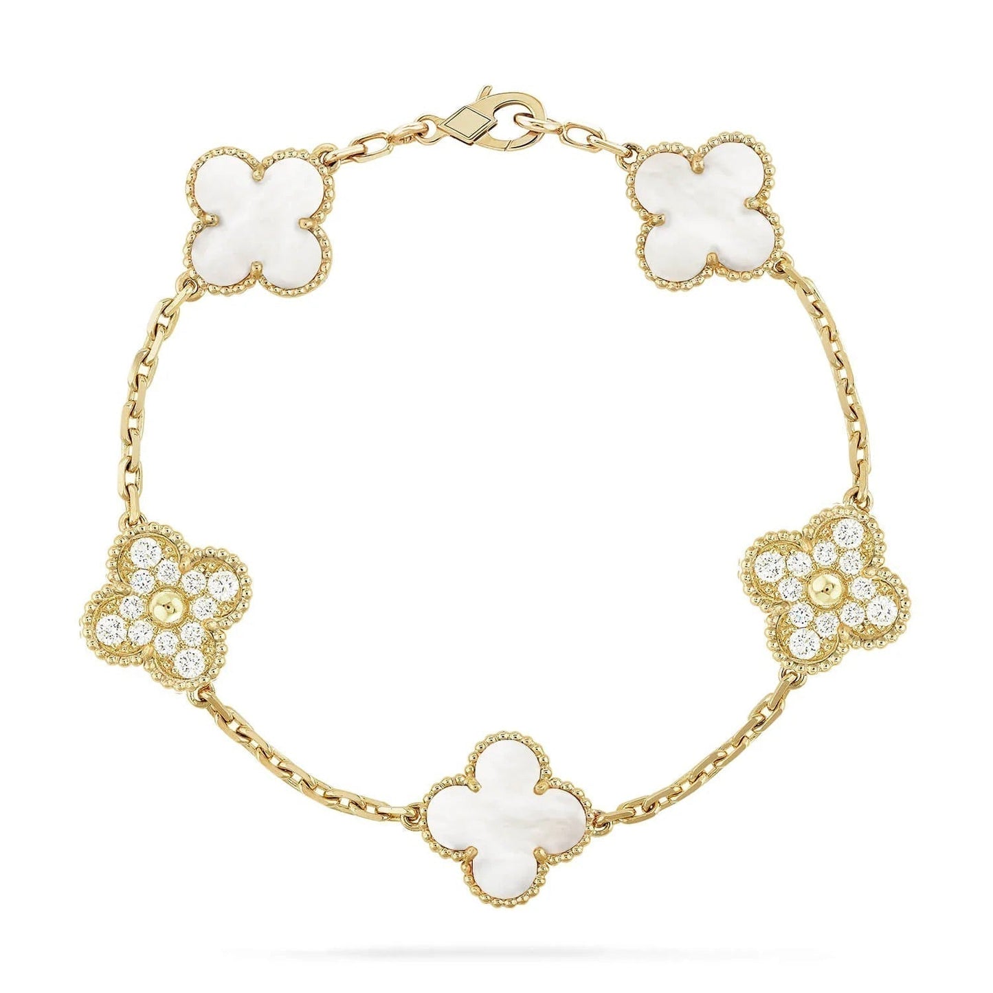 [Angela Schmuck]KLEE-ARMBAND 5 MOTIV WEISSER MOP-DIAMANT 