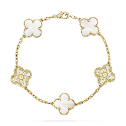 [Angela Schmuck]KLEE-ARMBAND 5 MOTIV WEISSER MOP-DIAMANT 