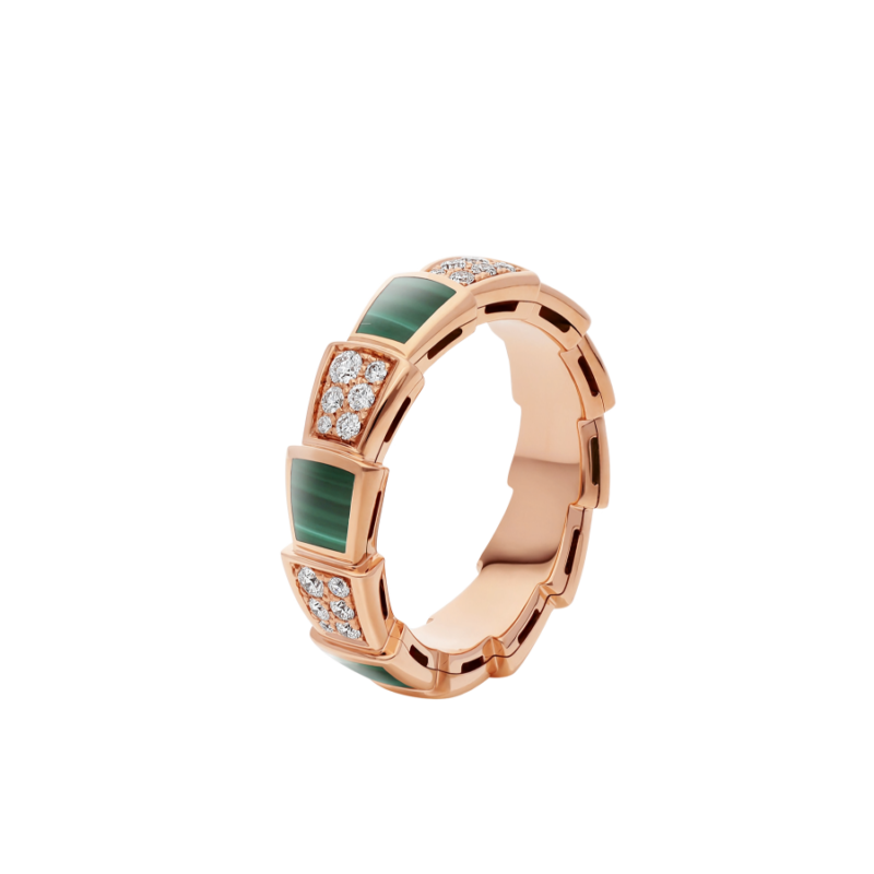 [Angela Jewellery]SERPENTI RING ROTGOLD MALACHIT DIAMANT PAVIER 4MM