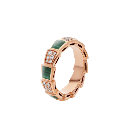 [Angela Jewellery]SERPENTI RING ROTGOLD MALACHIT DIAMANT PAVIER 4MM