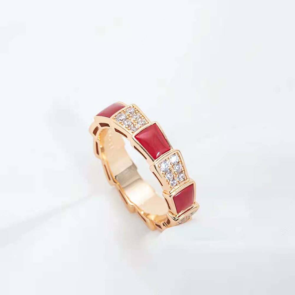 [Angela Jewellery]SERPENTI RING ROTGOLD KARNEOL DIAMANT PAVIER 4MM