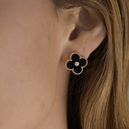 [Angela Schmuck]CLOVER MEDIUM 1 MOTIFS ONYX DIAMOND OHRRINGE