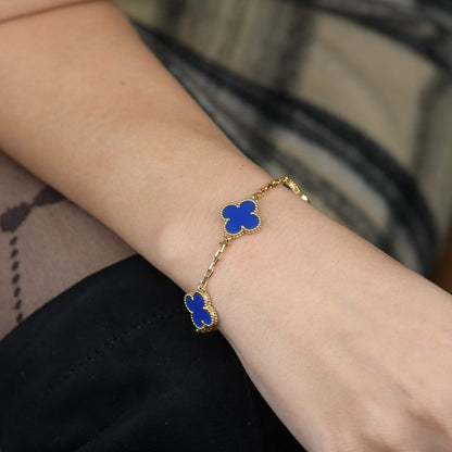 [Angela Schmuck]KLEEBLATT 5 MOTIVE BLAUER ACHAT ARMBAND