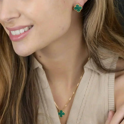 [Angela Schmuck]CLOVER MINI 9,5MM MALACHIT OHRRINGE