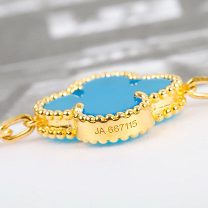 [Angela Jewellery] Kleeblatt-Armband mit 5 Motiven, Türkis