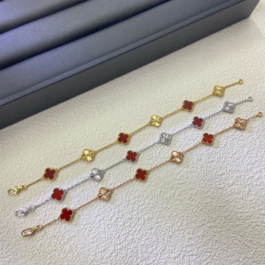 [Angela Jewellery]CLOVER 6 MOTIF RED AGATE LASER BRACELET