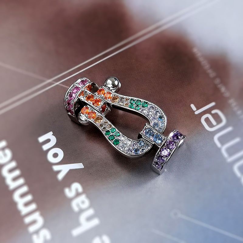 [Angela Jewellery] FORC großes Hufeisen farbigen Diamanten Armband Silber 