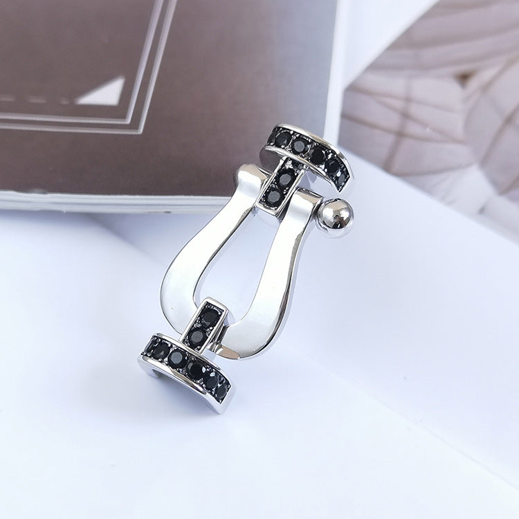 [アンジェラジュエリー]フォース ラージホースシュー ブラックダイヤモンドブレスレット シルバー