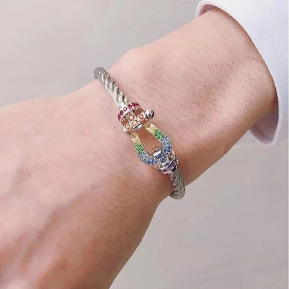 [Angela Jewellery] FORC großes Hufeisen farbigen Diamanten Armband Silber 