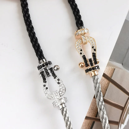 [アンジェラジュエリー]フォース ラージホースシュー ブラック ホワイト ダイヤモンド ブレスレット シルバー