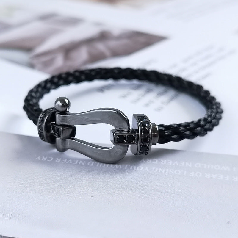 [Angela Schmuck]FORCE GROSSE SERIE HUFEISEN SCHWARZES SAMURAI-ARMBAND 