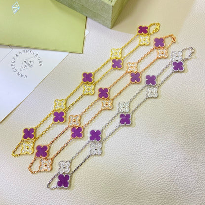 [Angela Jewellery]CLOVER 10 MOTIFS  PURPLE VIOLET DIAMOND NECKLACE