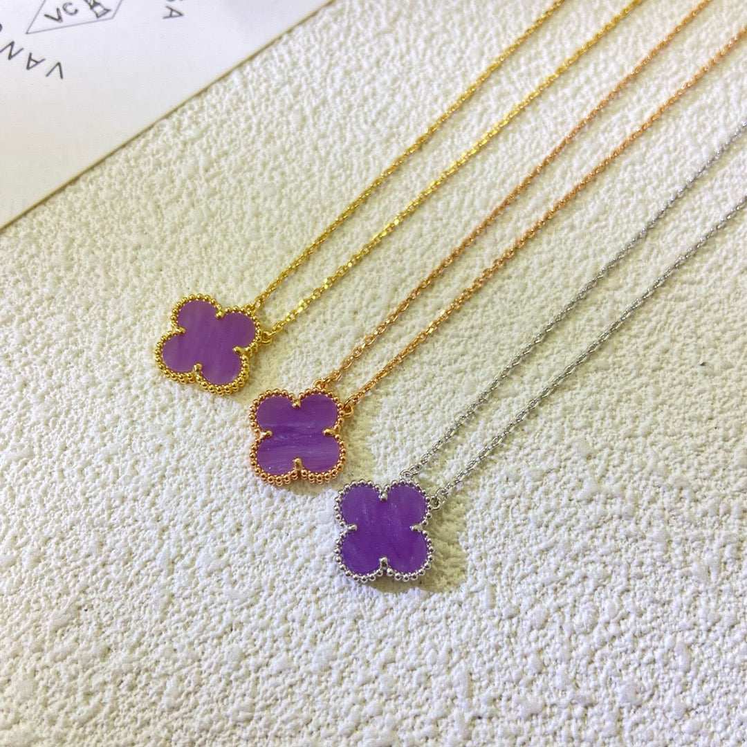 [アンジェラジュエリー]クローバー 15mm パープルバイオレットネックレス