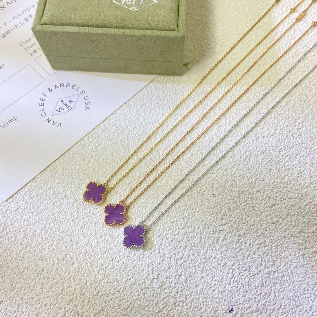 [アンジェラジュエリー]クローバー 15mm パープルバイオレットネックレス