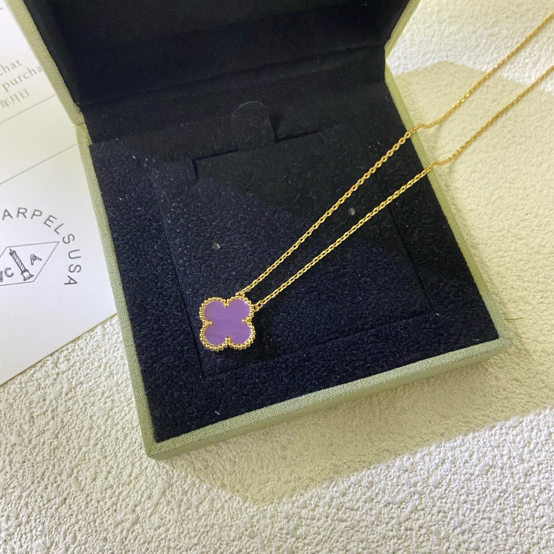[アンジェラジュエリー]クローバー 15mm パープルバイオレットネックレス