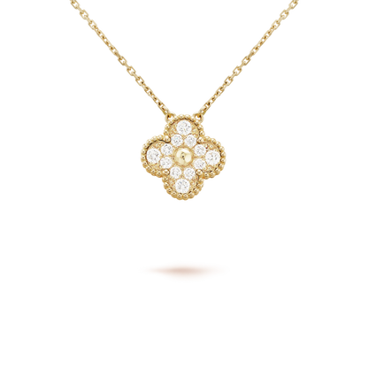 [アンジェラジュエリー]クローバー 15mm ダイヤモンド シングルフラワーネックレス