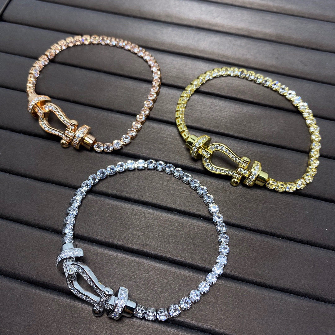 [Angela Jewellery]FORCE GROSSES HUFEISEN-TENNISARMBAND MIT VOLLEN DIAMANTEN 