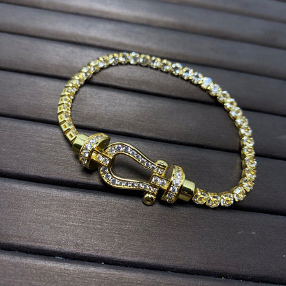 [Angela Jewellery]FORCE GROSSES HUFEISEN-TENNISARMBAND MIT VOLLEN DIAMANTEN 