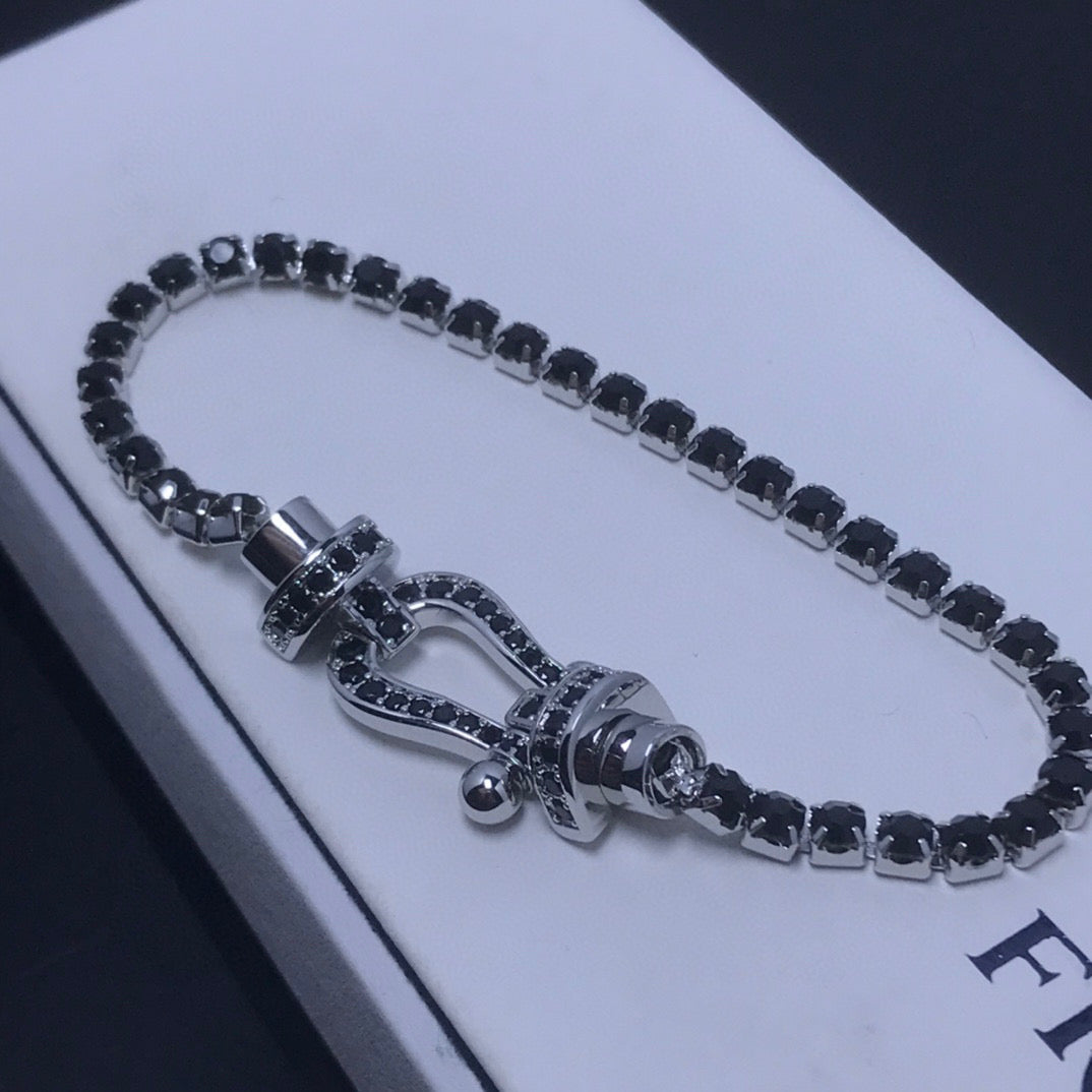 [Angela Jewellery]FORCE GROSSES HUFEISEN-TENNISARMBAND MIT VOLLEN DIAMANTEN 