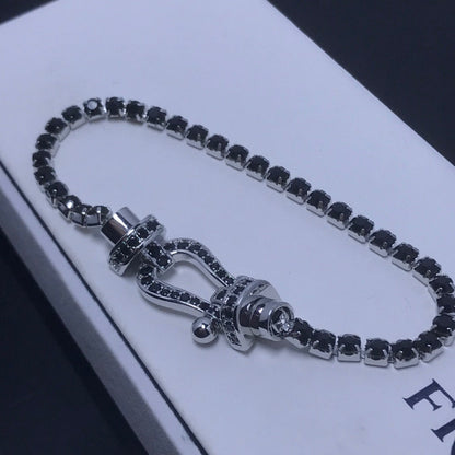[Angela Jewellery]FORCE GROSSES HUFEISEN-TENNISARMBAND MIT VOLLEN DIAMANTEN 