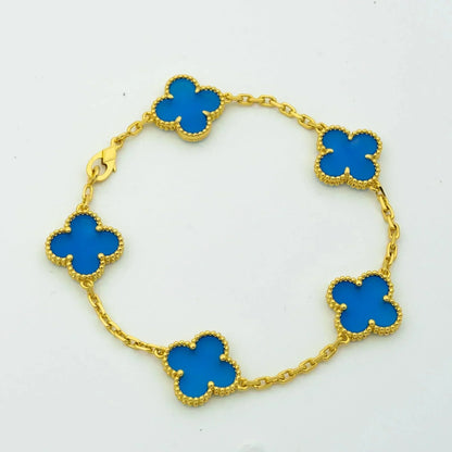 [Angela Schmuck]KLEEBLATT 5 MOTIVE BLAUER ACHAT ARMBAND