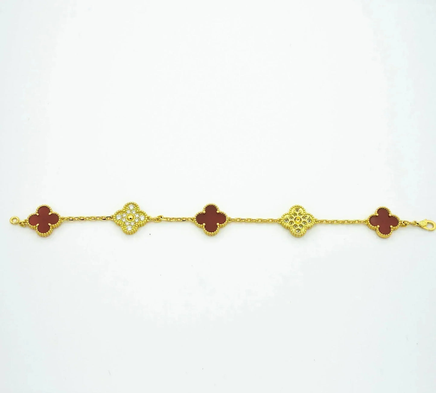 [Angela Schmuck]KLEEBLATT 5 MOTIVE KARNEOL DIAMANT ARMBAND