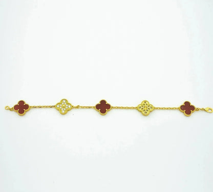 [Angela Schmuck]KLEEBLATT 5 MOTIVE KARNEOL DIAMANT ARMBAND