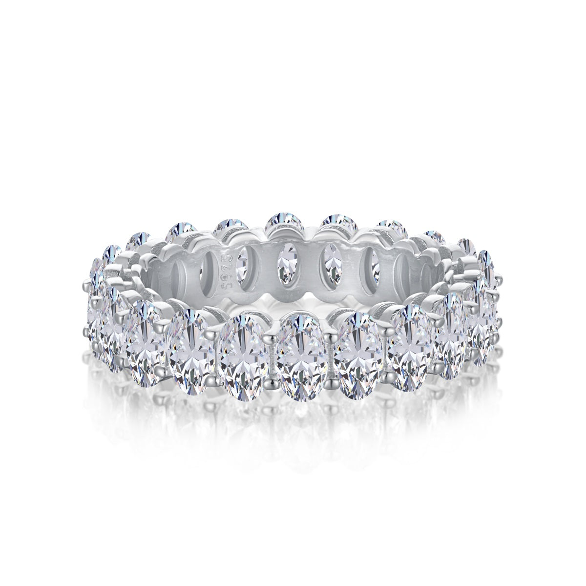 Angela Jewelry]Verzierter Tennisring im Ovalschliff