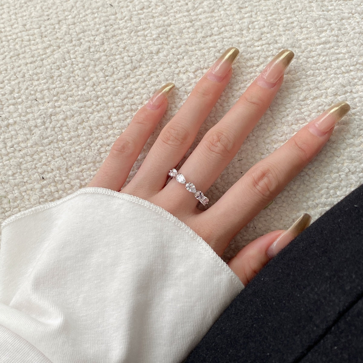 Angela Jewelry]Exquisiter Tennisring im Birnenschliff