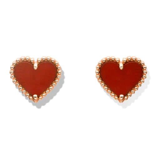 [Angela Schmuck]Herz-Ohrstecker aus Karneol