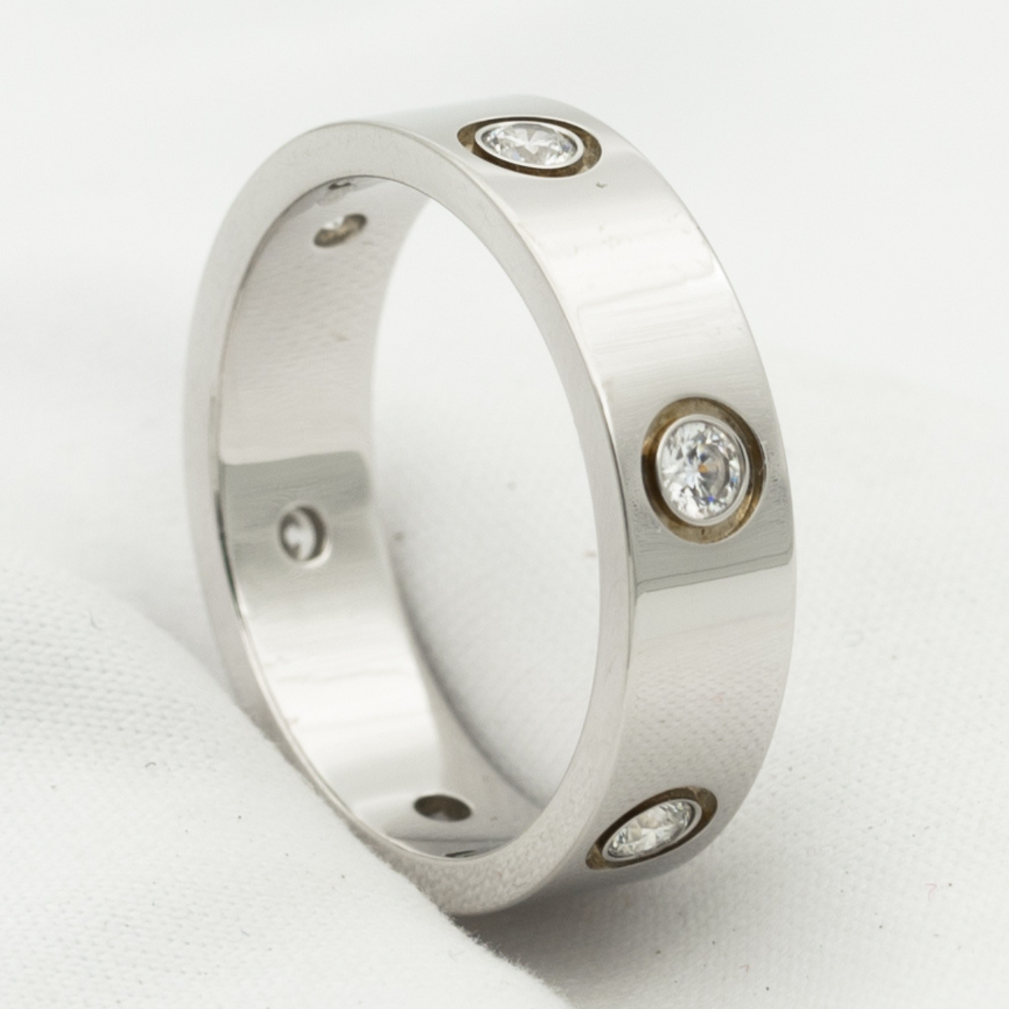 [アンジェラジュエリー]ラブリング 5.5mm 6ダイヤモンド シルバー