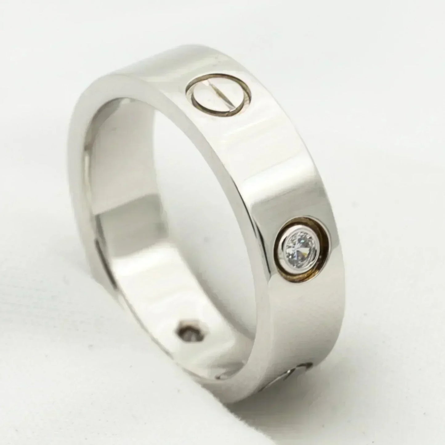 [アンジェラジュエリー]ラブリング 5.5mm 3ダイヤモンド シルバー
