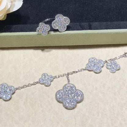 [Angela Schmuck] Kleeblatt 6 Motive Silber Diamant Armband