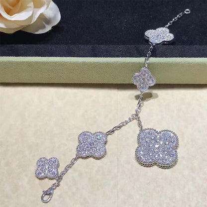 [Angela Schmuck] Kleeblatt 6 Motive Silber Diamant Armband