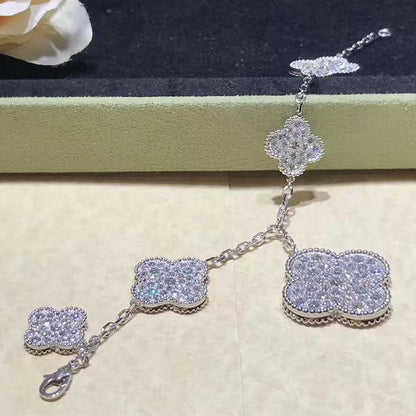 [Angela Schmuck] Kleeblatt 6 Motive Silber Diamant Armband