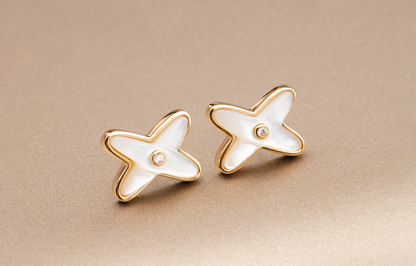 [Angela Jewellery]JEUX DE WHITE MOP ROSÉGOLD DIAMANT OHRRINGE