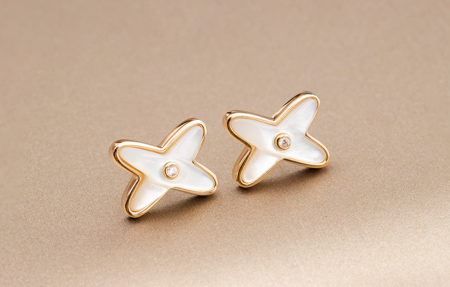 [Angela Jewellery]JEUX DE WHITE MOP PINK GOLD DIAMANT OHRRINGE