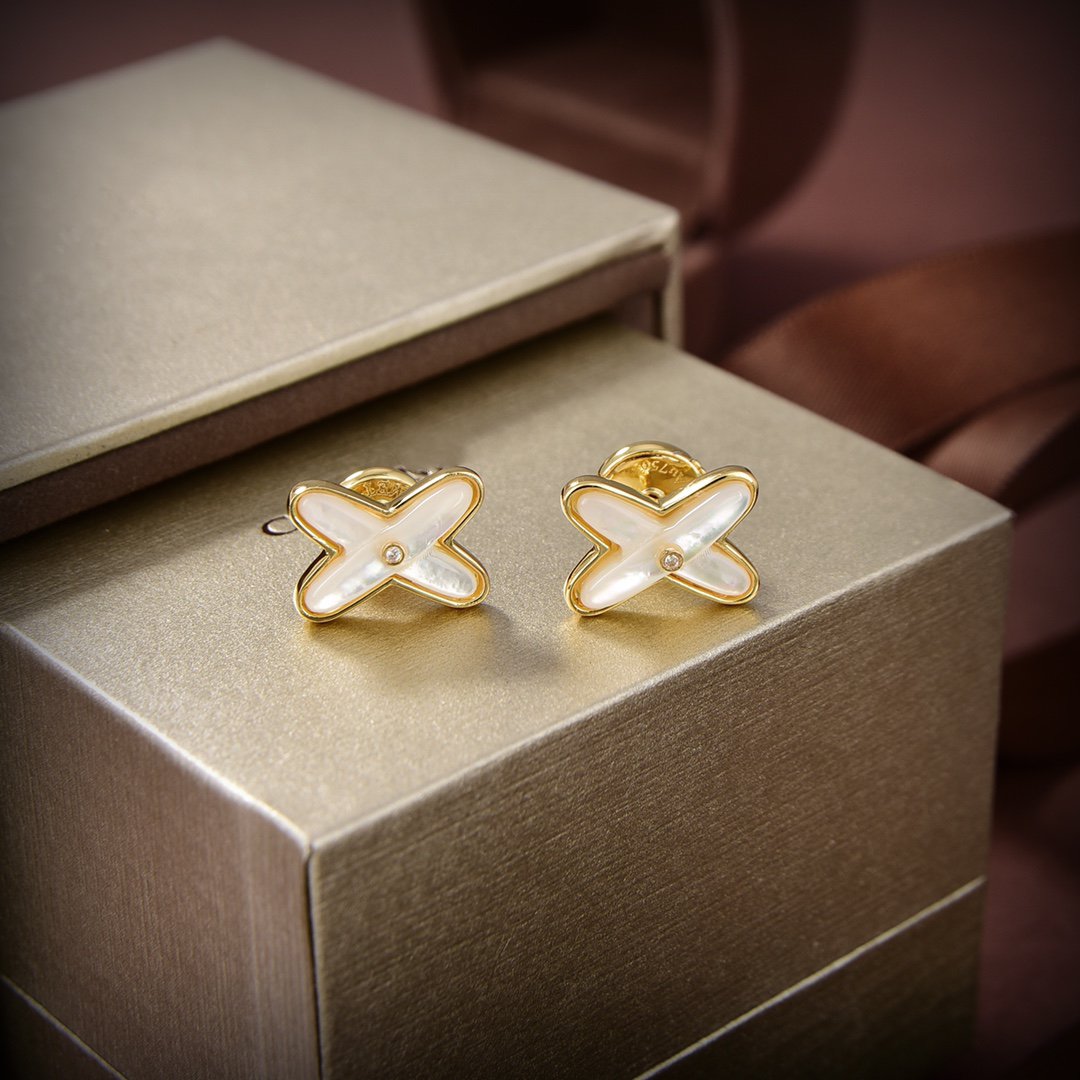 [Angela Jewellery]JEUX DE WHITE MOP GOLD DIAMOND OHRRINGE