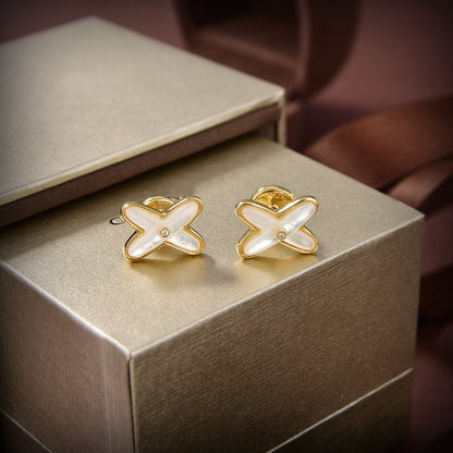 [Angela Jewellery]JEUX DE WHITE MOP GOLD DIAMOND OHRRINGE