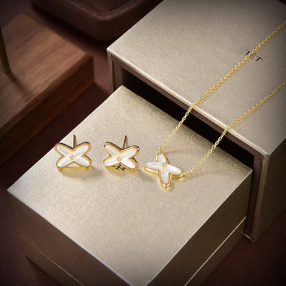 [Angela Jewellery]JEUX DE WHITE MOP GOLD DIAMOND OHRRINGE