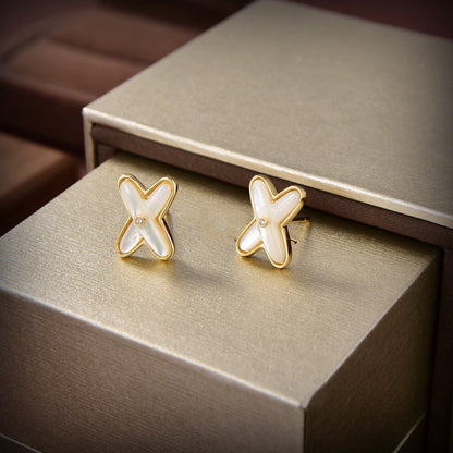 [Angela Jewellery]JEUX DE WHITE MOP GOLD DIAMOND OHRRINGE
